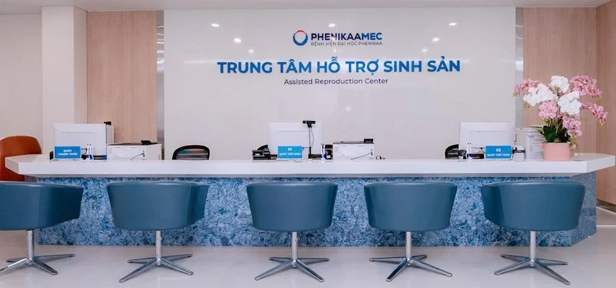 Sảnh trung tâm hỗ trợ sinh sản · Bệnh viện Đại học Phenikaa - Trung tâm Hỗ trợ sinh sản